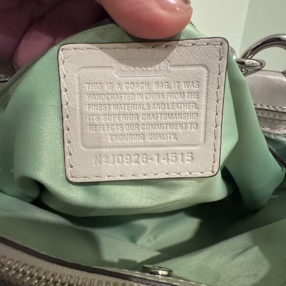 Coach Signature Gray Canvas Turnlock Satchel – Leather Trim | Good Condition - Picture 11 of 11